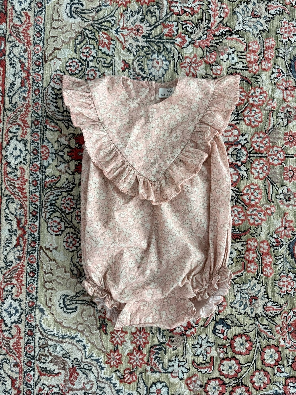 Pink Floral Ruffle Baby One-Piece Romper